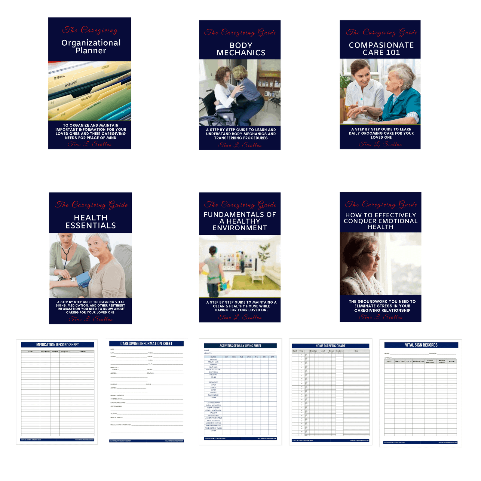 caregiving books and tracking sheets