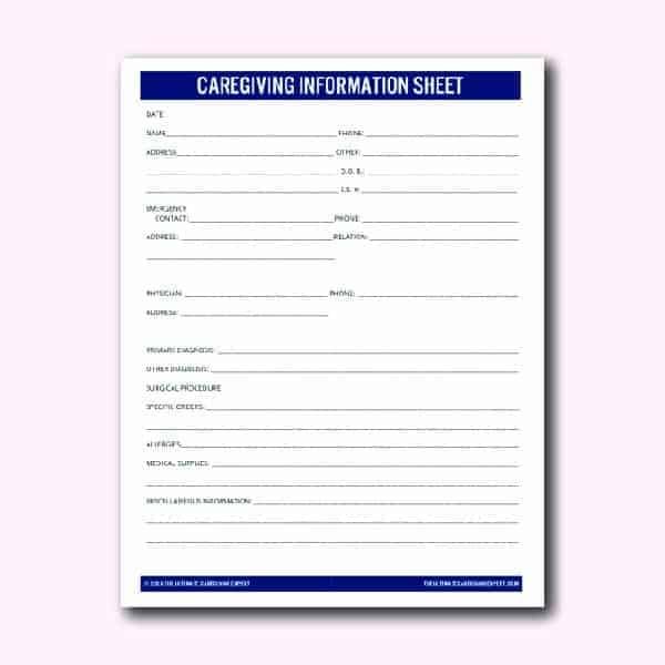 product image-caregiving information sheet