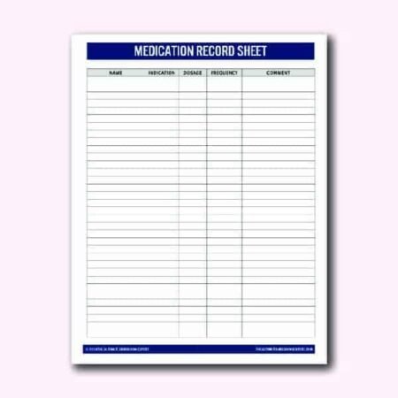 product image-medication record sheet