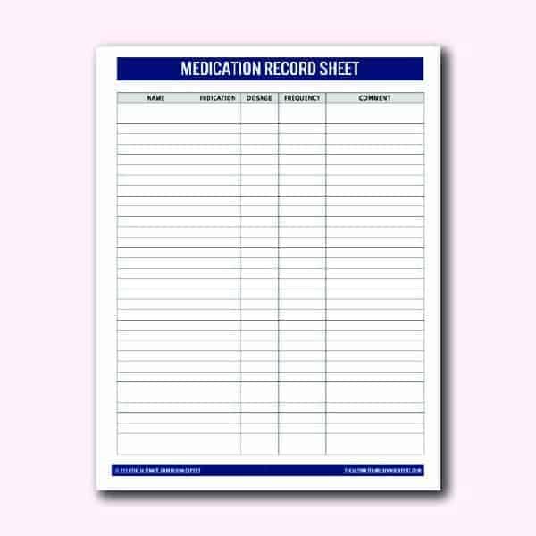 product image-medication record sheet